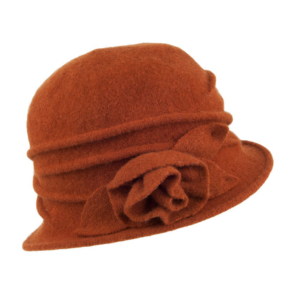Sombrero Cloche de lana con roseta de Scala - Ladrillo
