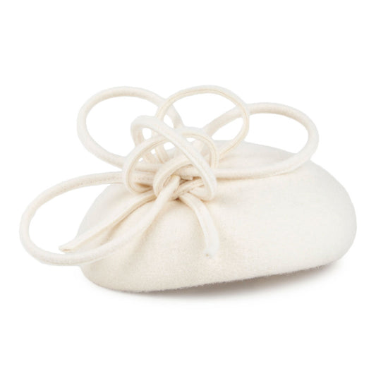 Sombrero Pillbox Rosey de lana con espiral de Whiteley - Blanco invernal