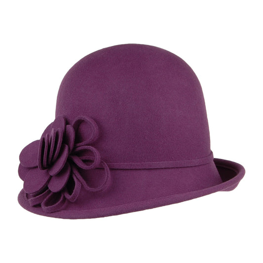 Sombrero Cloche Alice de fieltro de lana de Failsworth - Morado