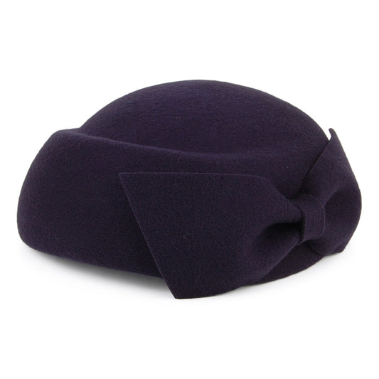 Sombrero Pillbox Avery de lana con lazo de Whiteley - Azul Marino