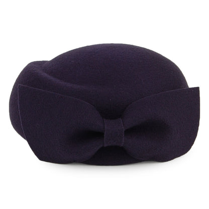 Sombrero Pillbox Avery de lana con lazo de Whiteley - Azul Marino
