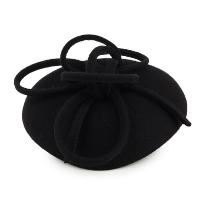 Sombrero Pillbox Rosey de lana con espiral de Whiteley - Negro