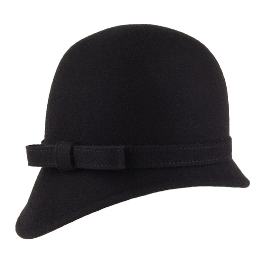 Sombrero Cloche Harper de lana con lazo de Whiteley - Negro