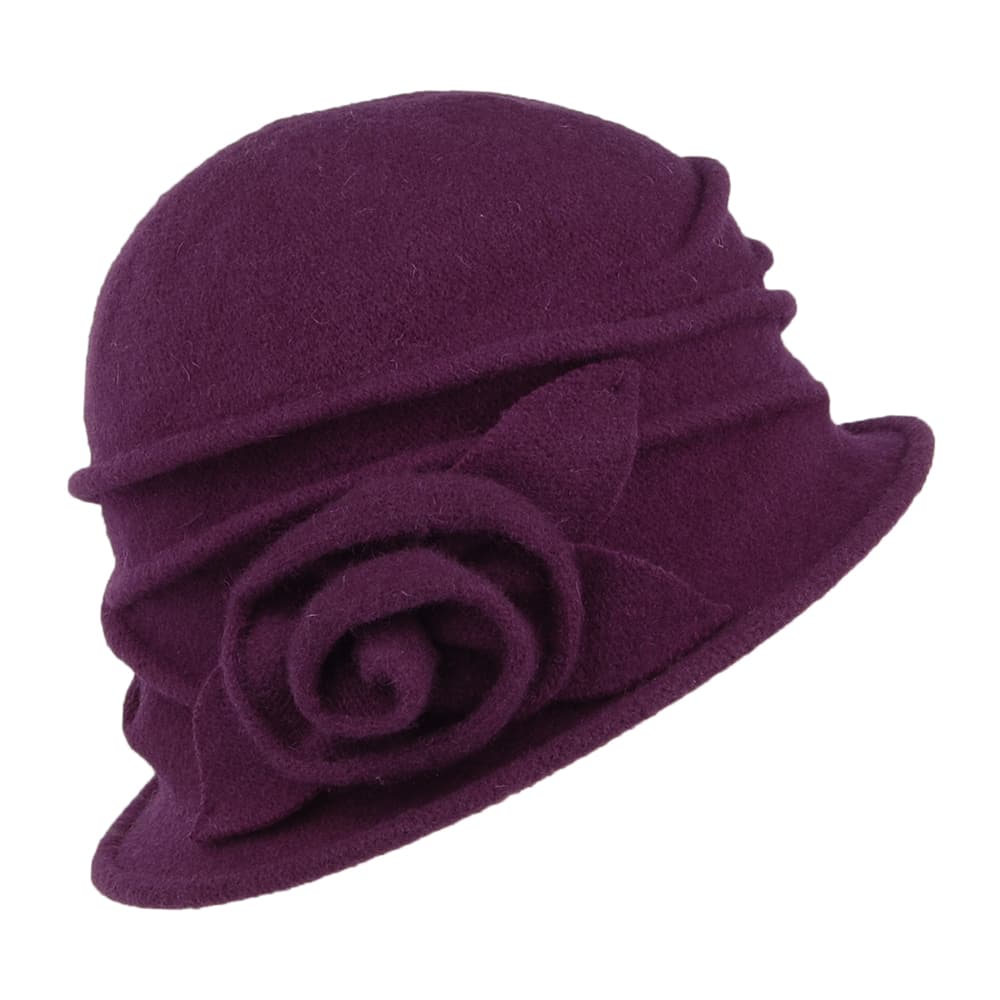 Sombrero Cloche de lana con roseta de Scala - Morado
