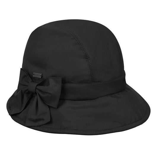 Sombrero Cloche Maggie repelente al agua plegable de Betmar - Negro