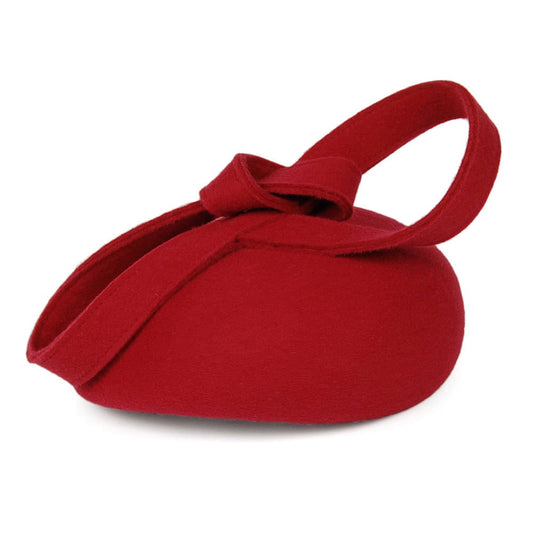 Sombrero Pillbox Carlita de lana con espiral de Whiteley - Rojo