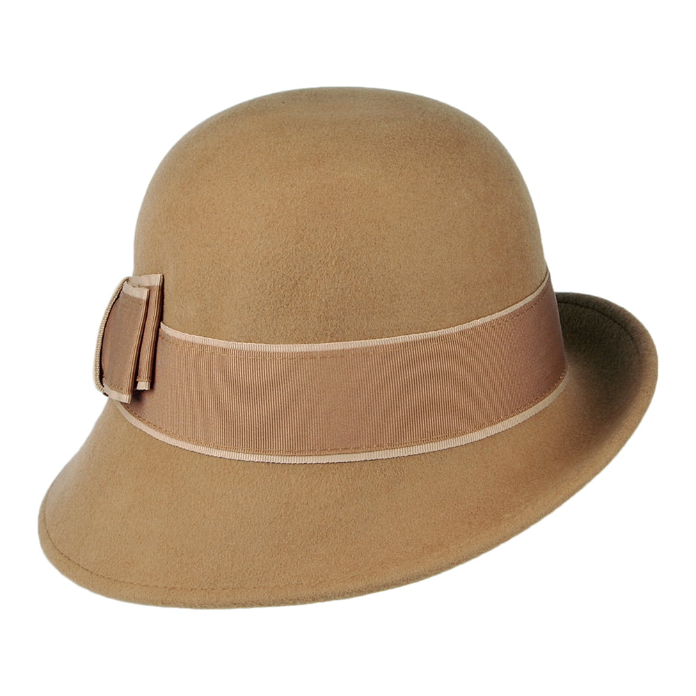 Sombrero Cloche Downtown de fieltro de lana de Christys - Camel