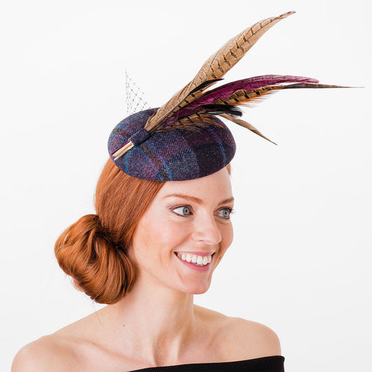 Sombrero Pillbox Newbury pluma de Failsworth - Morado Multi