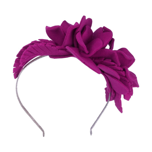 Diadema Floral de fieltro de lana de Failsworth - Fucsia