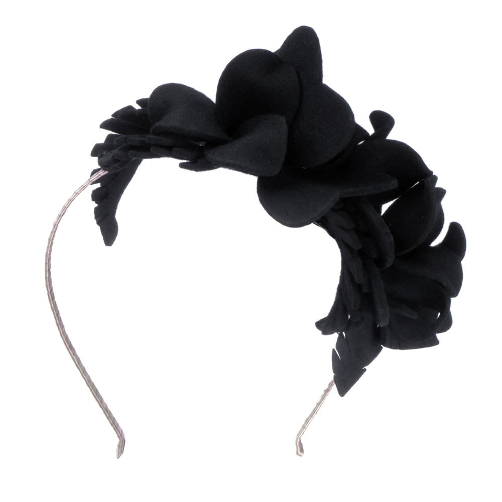 Diadema Floral de fieltro de lana de Failsworth - Negro