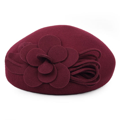 Sombrero Pillbox Flower de Failsworth - Merlot