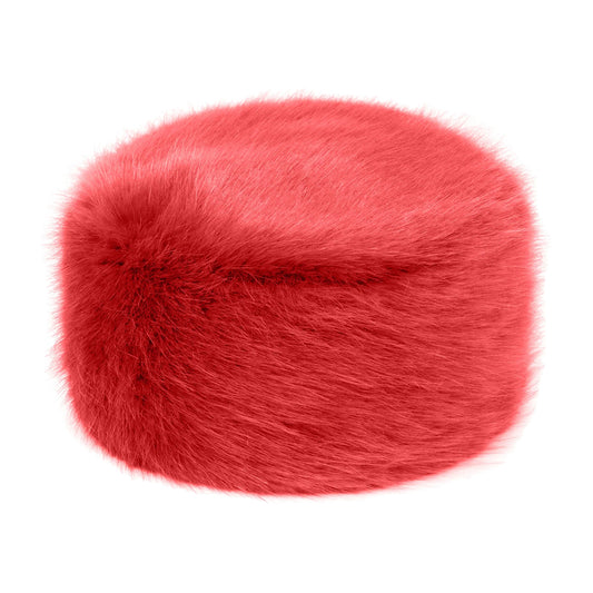 Sombrero Pillbox Invierno de piel sintética de Helen Moore - Rojo Intenso