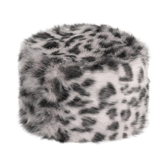 Sombrero Pillbox Invierno de piel sintética de Helen Moore - Leopardo Gris