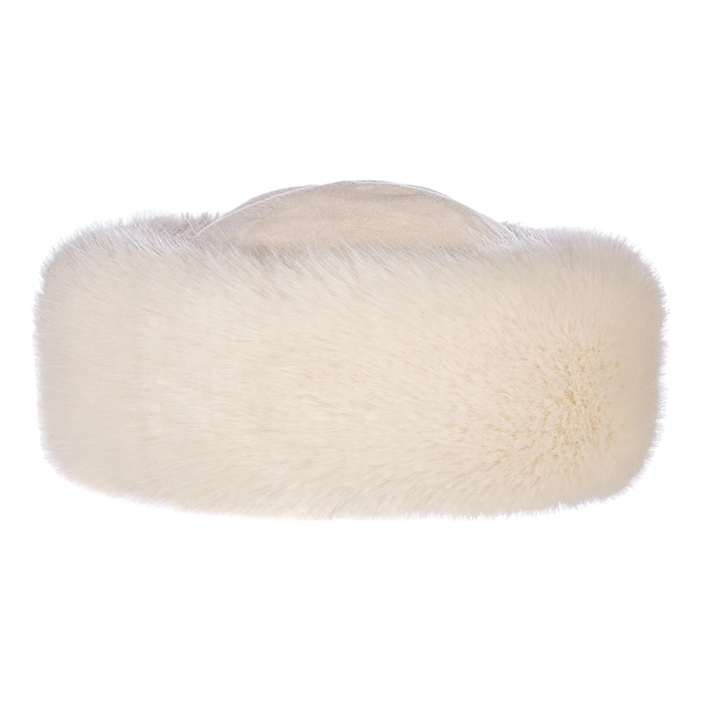 Sombrero de invierno de piel sintética de Helen Moore - Blanco Marfil