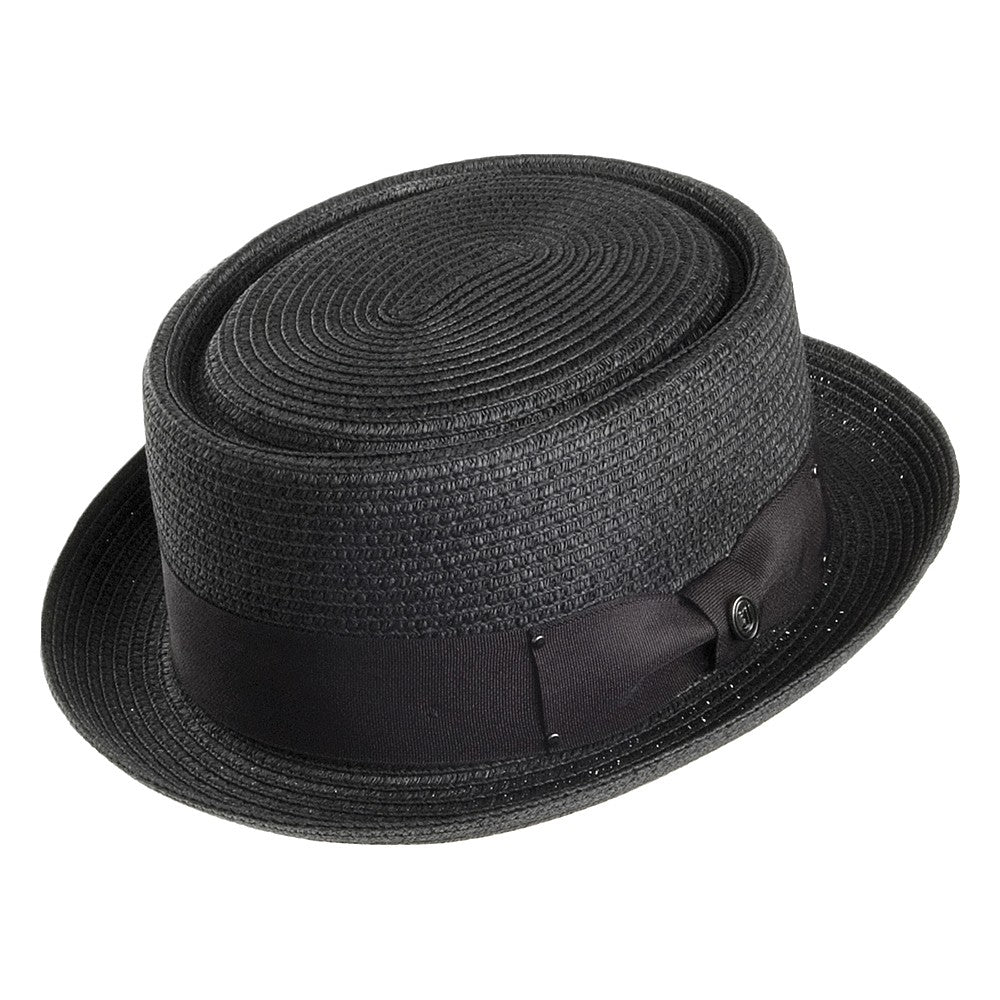 Sombrero Pork Pie trenzado de paja Toyo de Jaxon & James - Negro