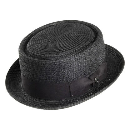 Sombrero Pork Pie trenzado de paja Toyo de Jaxon & James - Negro