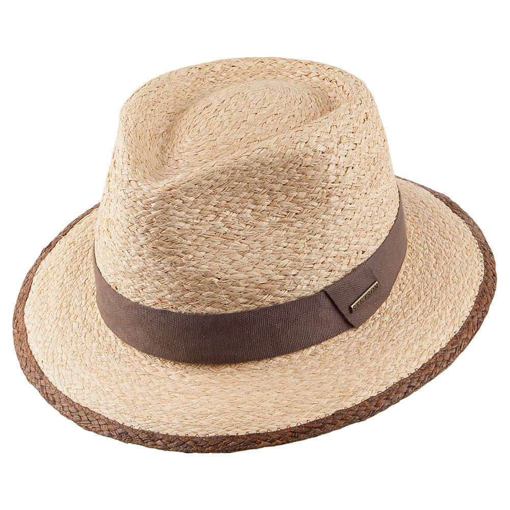 Sombrero Fedora Teardrop de paja de rafia de Stetson - Natural