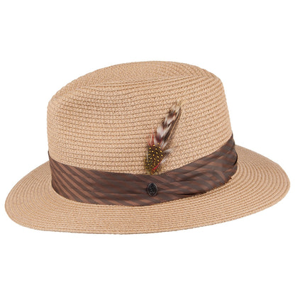 Sombrero Fedora de paja trenzada Toyo de Jaxon & James - Cappucino