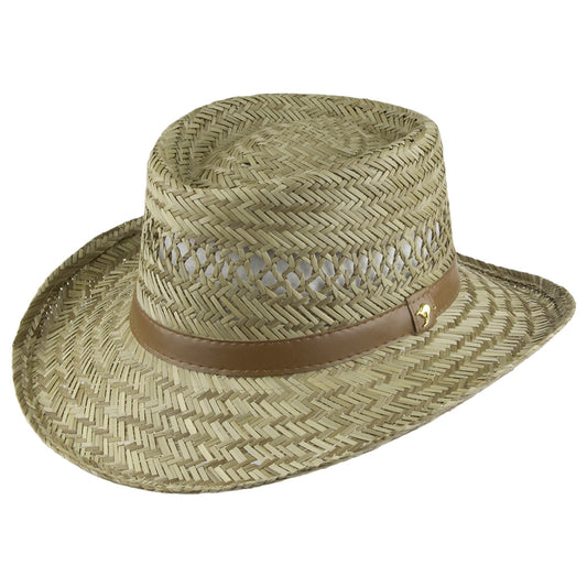 Sombrero Gambler de paja de junco de Dorfman-Pacific - Natural