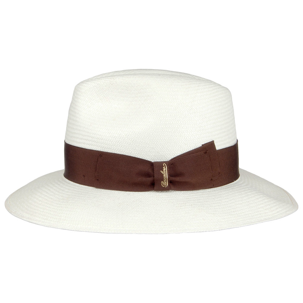 Sombrero Fedora Panamá cinta decorativa marrón de Borsalino-Blanqueado