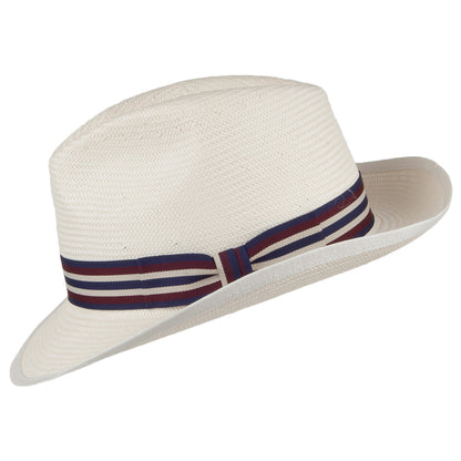 Sombrero Fedora Mayfair de paja Toyo de Denton - Blanqueado