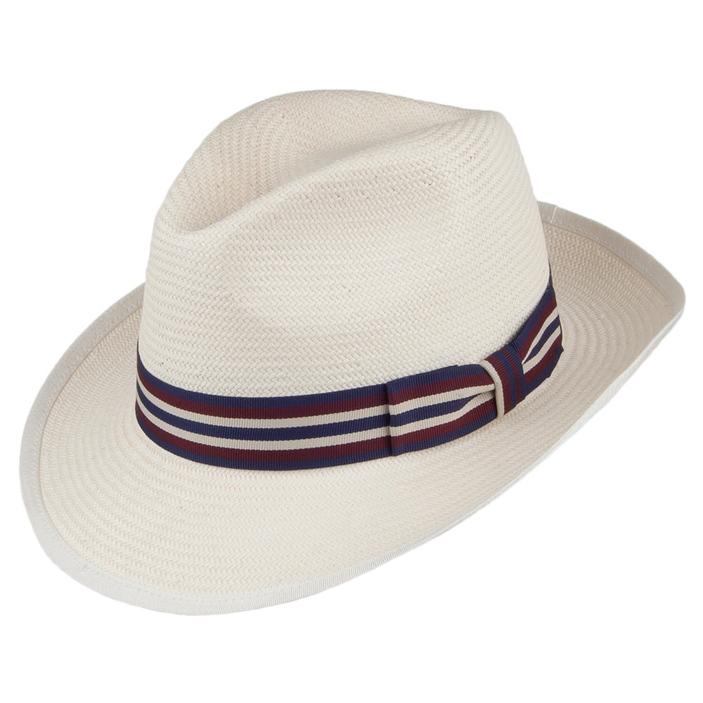 Sombrero Fedora Mayfair de paja Toyo de Denton - Blanqueado