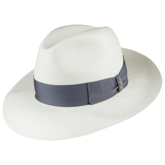 Sombrero Fedora Panamá cinta decorativa gris de Borsalino - Blanqueado