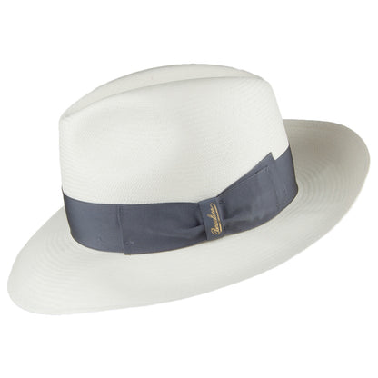 Sombrero Fedora Panamá cinta decorativa gris de Borsalino - Blanqueado