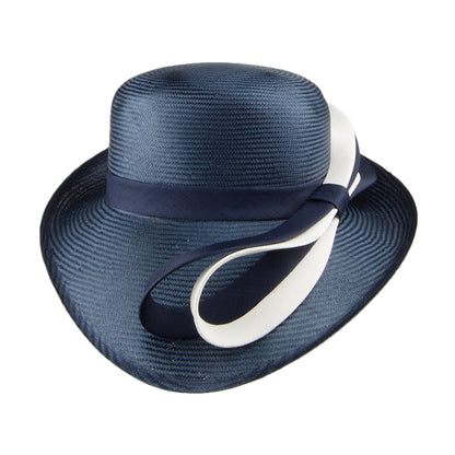 Sombrero de boda Ava de Whiteley - Azul Marino-Blanco