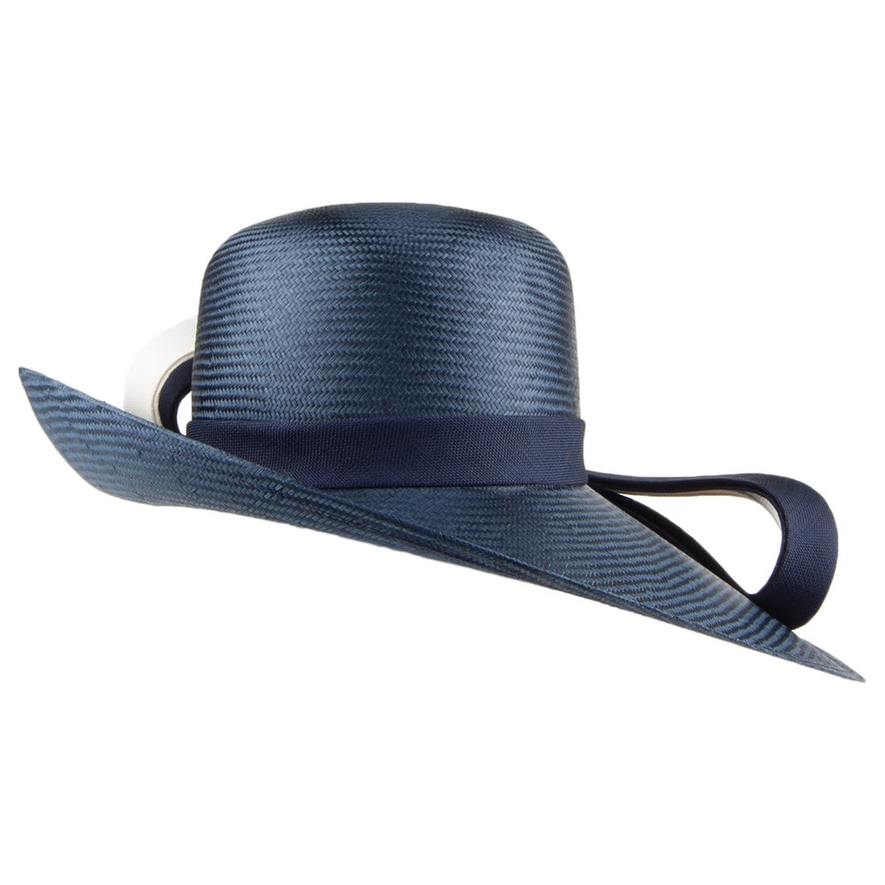 Sombrero de boda Ava de Whiteley - Azul Marino-Blanco