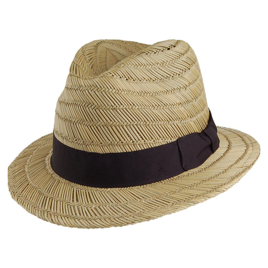 Sombrero Fedora Rollins de paja de Brixton - Natural-Negro