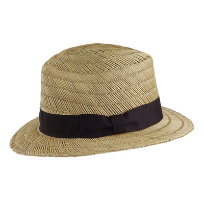 Sombrero Fedora Rollins de paja de Brixton - Natural-Negro