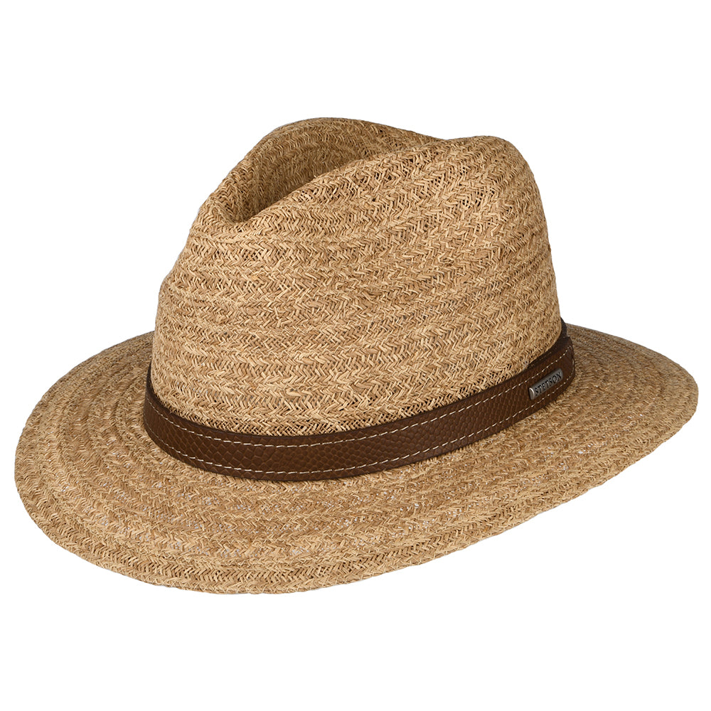 Sombrero Fedora Safari Traveller de rafia de Stetson - Natural