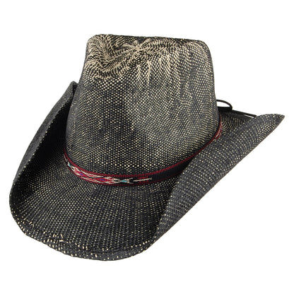 Sombrero Cowboy Amarillo Western de paja Toyo de Dorfman Pacific - Negro