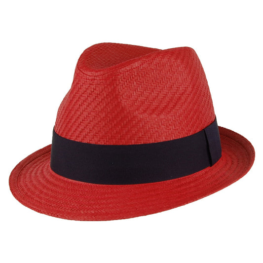 Sombrero Trilby de paja de Failsworth - Rojo