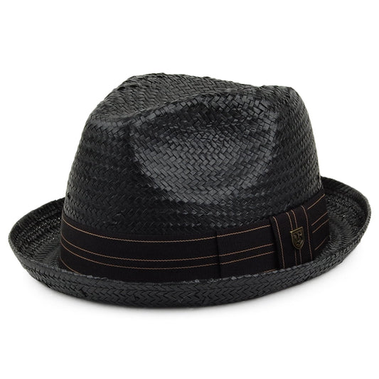 Sombrero Trilby Castor de paja de Brixton - Negro-Beige Arena