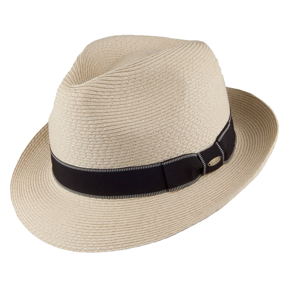 Sombrero Fedora Wyatt de paja toyo Trenza fina de Scala - Natural