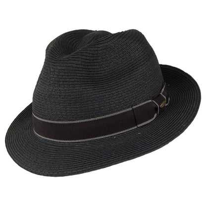 Sombrero Fedora Wyatt de paja toyo Trenza fina de Scala - Negro