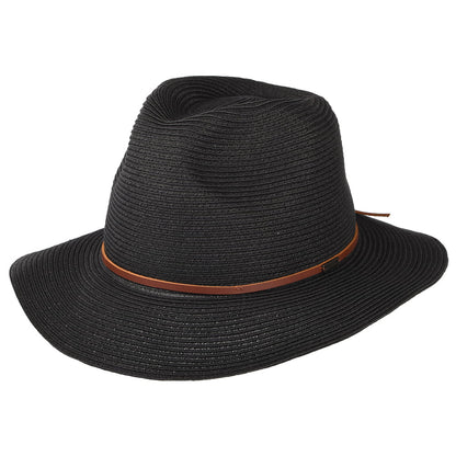 Sombrero Fedora Wesley plegable de paja de Brixton - Negro