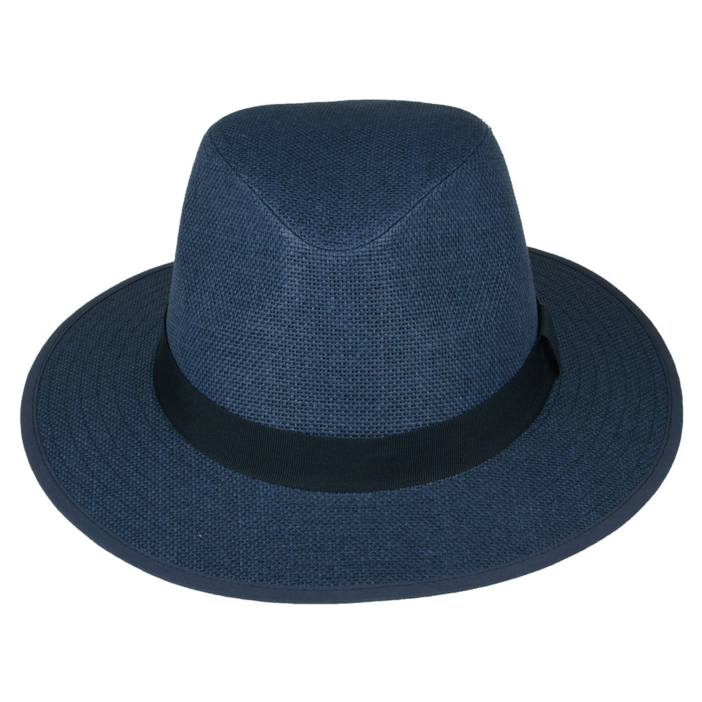 Sombrero Fedora Safari de paja toyo de Failsworth - Azul Marino