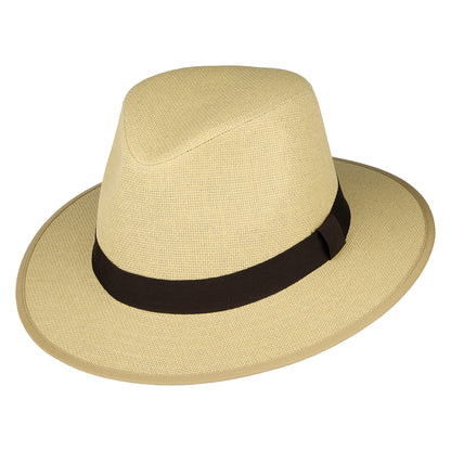 Sombrero Fedora Safari de paja toyo de Failsworth - Beige Arena