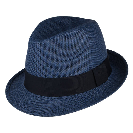 Sombrero Trilby de paja toyo de Failsworth - Azul Marino