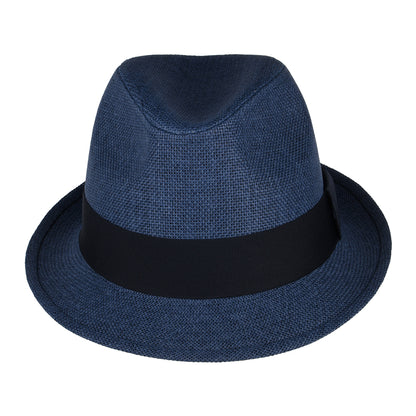 Sombrero Trilby de paja toyo de Failsworth - Azul Marino