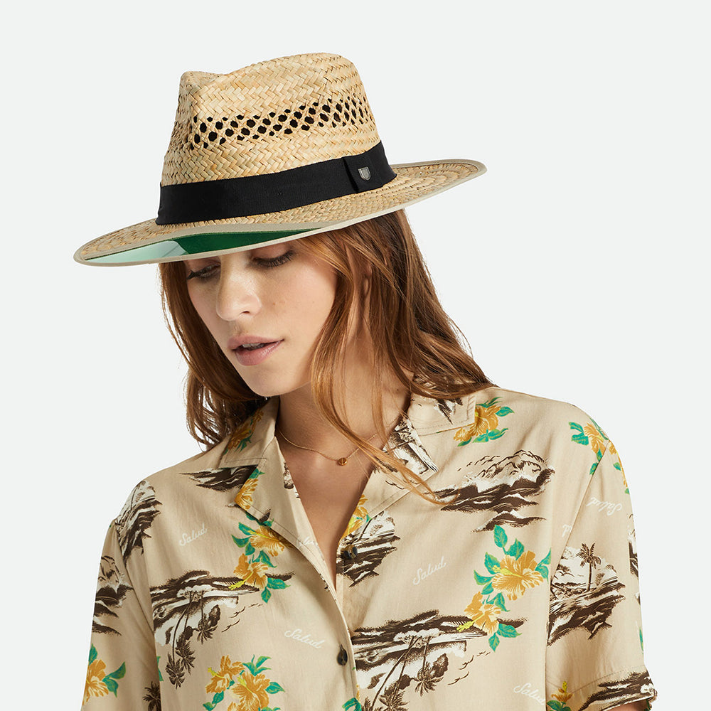 Sombrero Fedora Hunter de paja de Brixton - Beige Arena