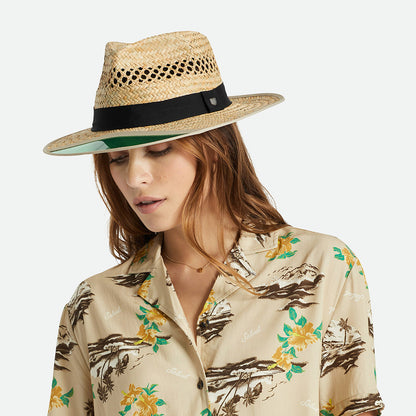Sombrero Fedora Hunter de paja de Brixton - Beige Arena