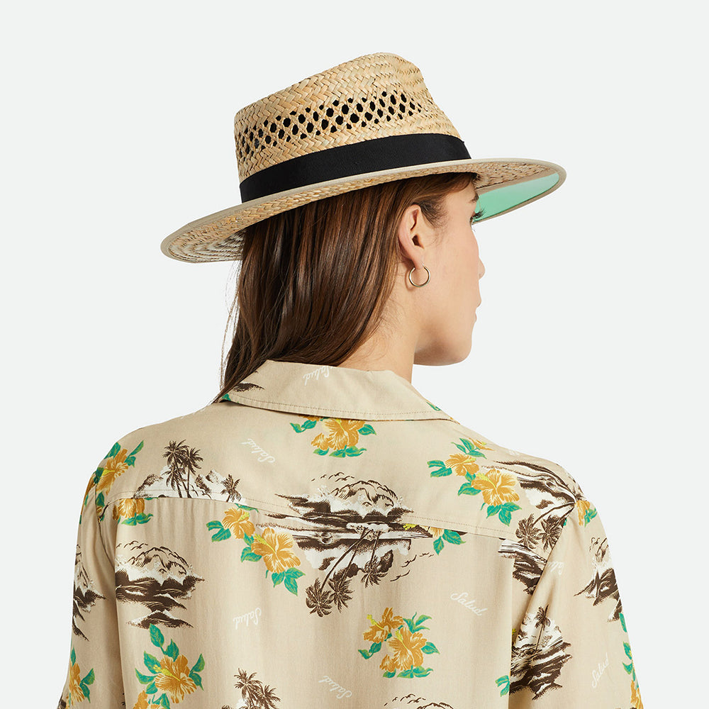 Sombrero Fedora Hunter de paja de Brixton - Beige Arena