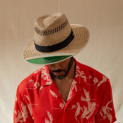 Sombrero Fedora Hunter de paja de Brixton - Beige Arena