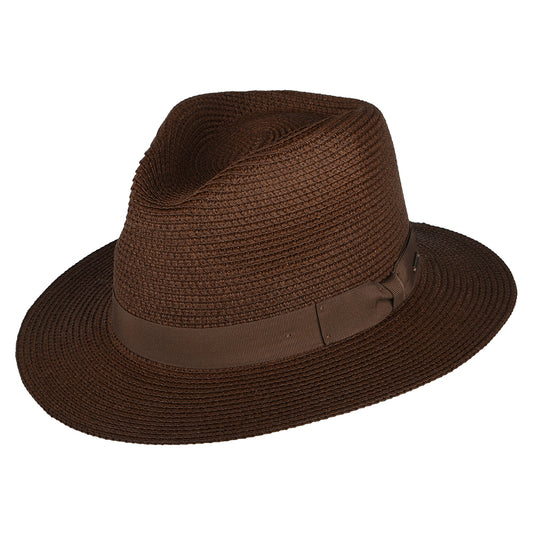 Sombrero Fedora Rio de paja toyo de Brixton - Marrón