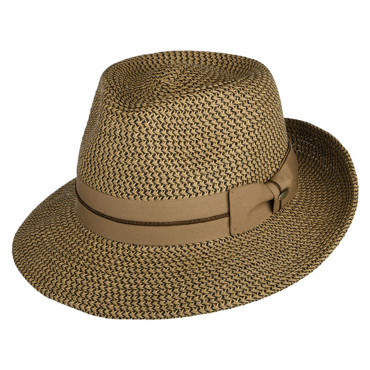 Sombrero Fedora Marton C-Crown de trenza de papel de Scala - Marrón