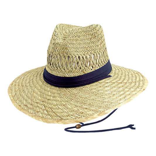 Sombrero de Guardacosta de rush straw de Dorfman Pacific - Natural-Azul Marino